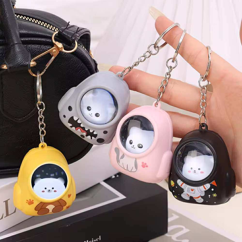 Cute Bear & Kitten Backpack with Night Light Keychain - Image 2
