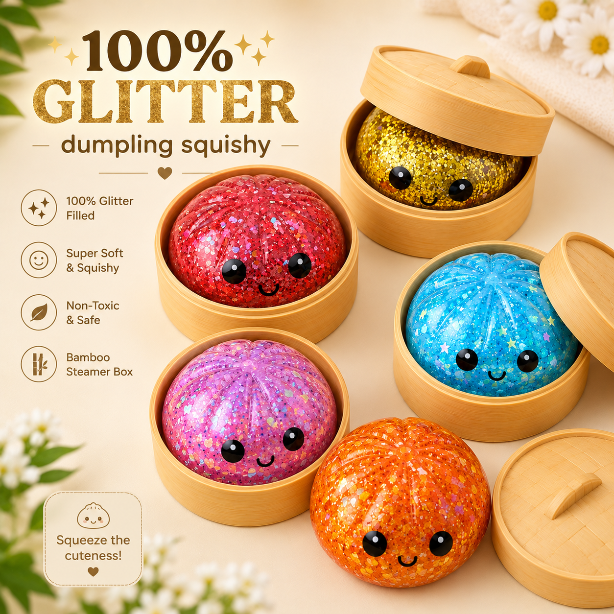 Glitter Dumpling Squishy Stress Toy