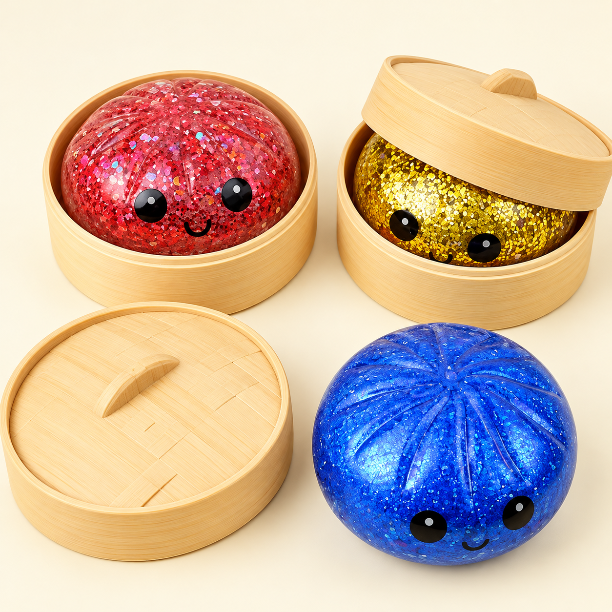 Glitter Dumpling Squishy Stress Toy - Image 3