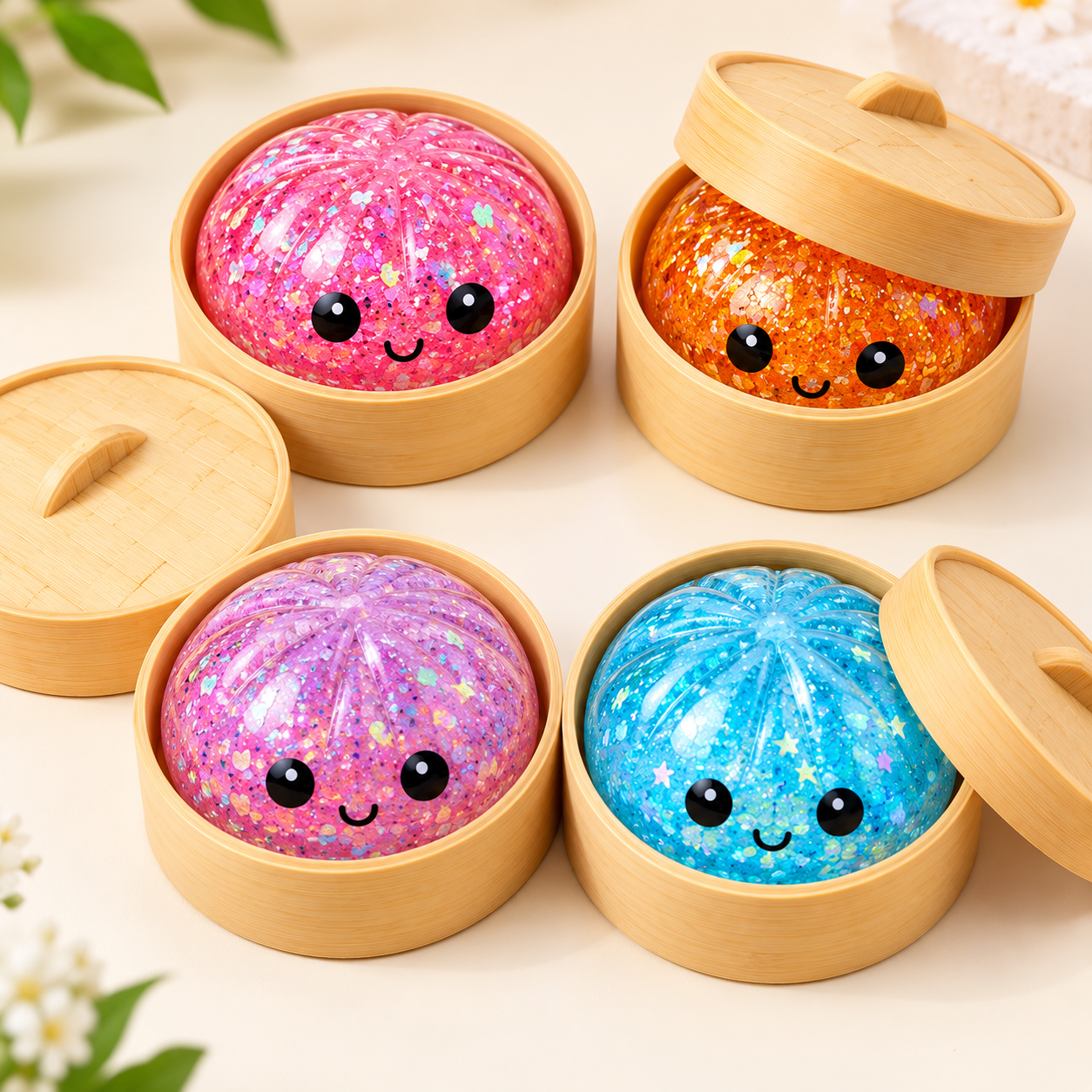 Glitter Dumpling Squishy Stress Toy - Image 2