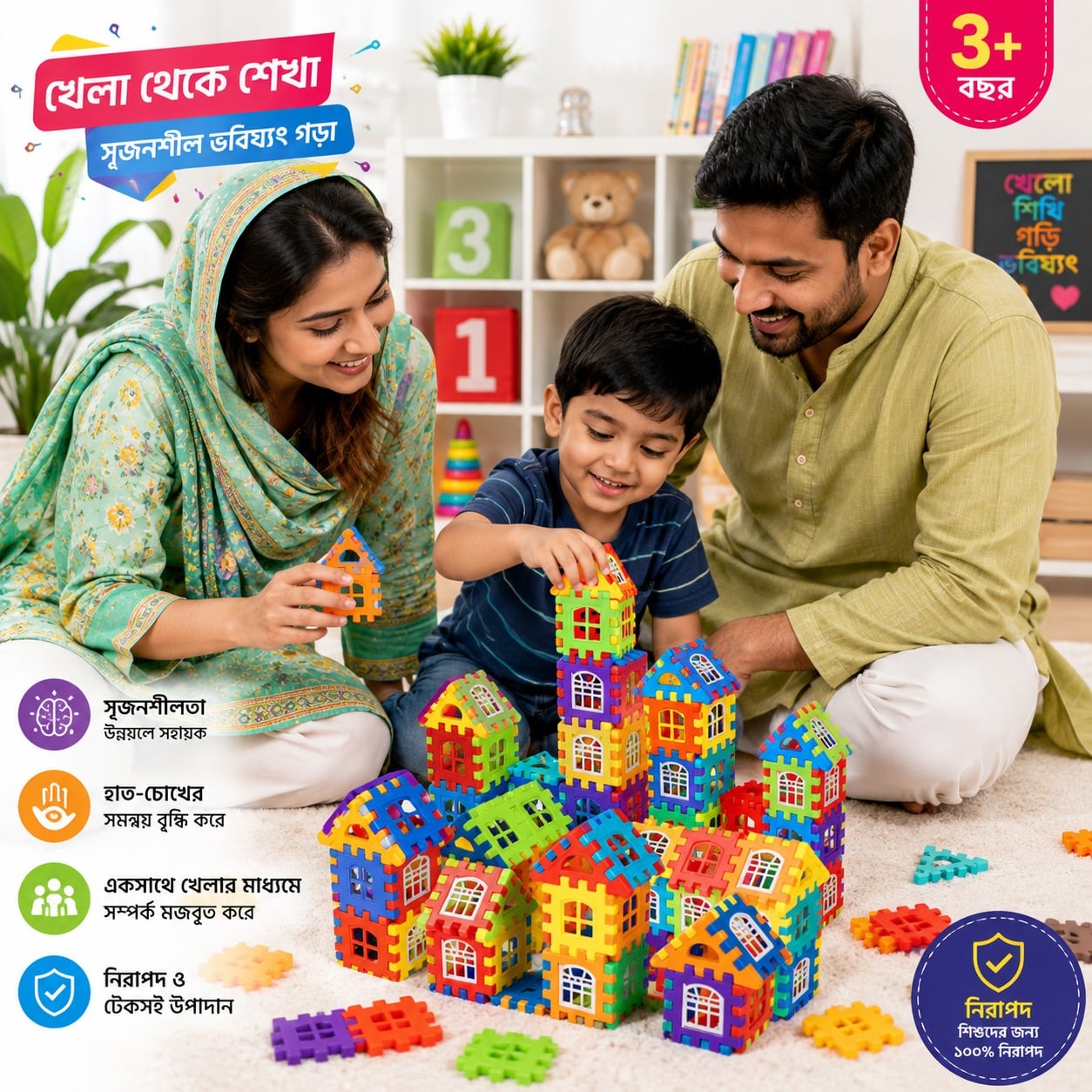 Interlocking 3D House Building Blocks Set-152 PCS