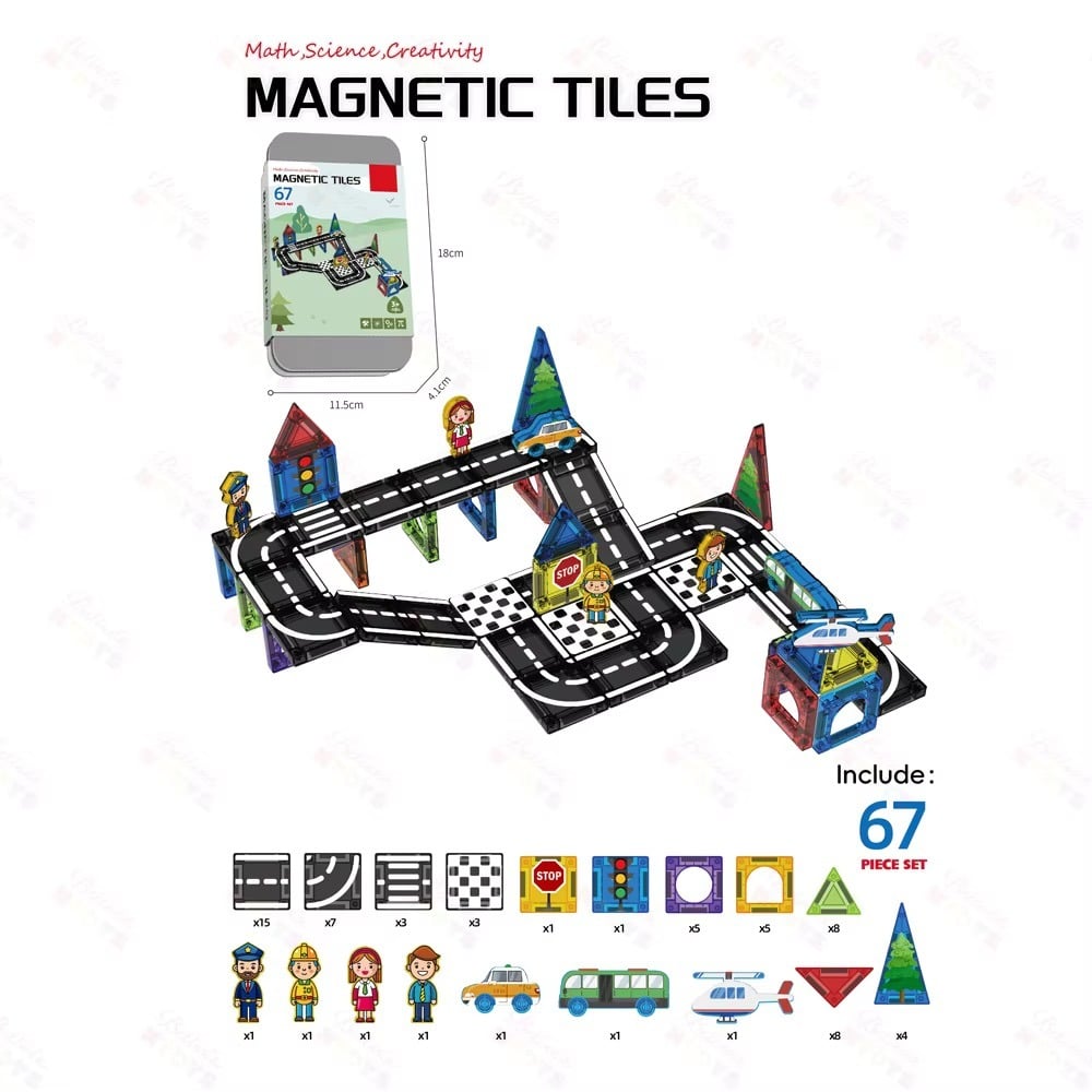 Traffic Magnetic Building Blocks – 67 Pcs - Image 3