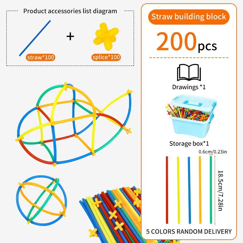 200-Piece Straw Building Blocks Set - Image 2